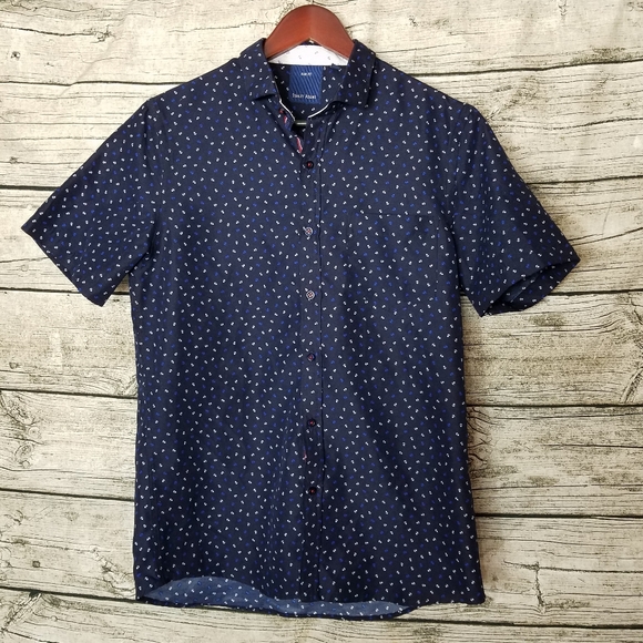 Stanley Adams Slim Fit Short Sleeve Button Down Shirt Size 15.5.Pit to pit app - Picture 1 of 9